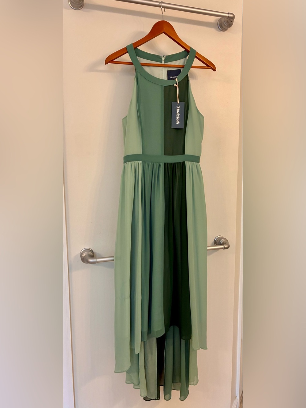 Modcloth Two-Tone Green Halter Women's High-Low Dress